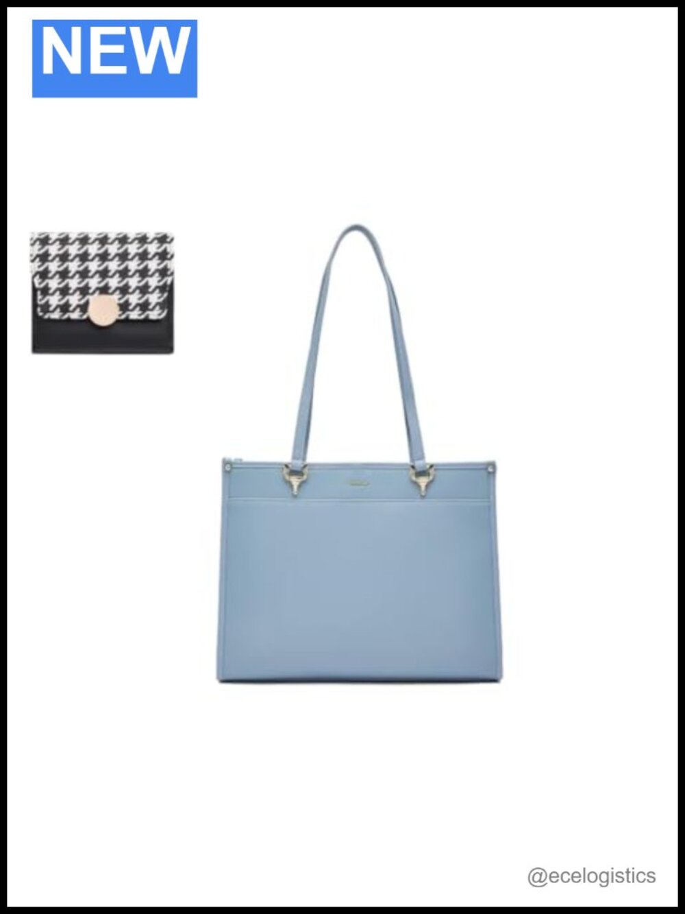 Genuine Leather Large Tote Bag with Matching Slim Wallet, Multi-Pocket Work &